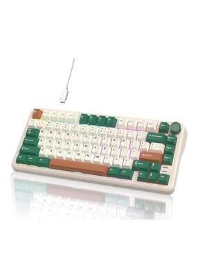 Hello Ganss 75% Retro GREEN Wired Hot Swap Mechanical Gaming Keyboard w/Knob